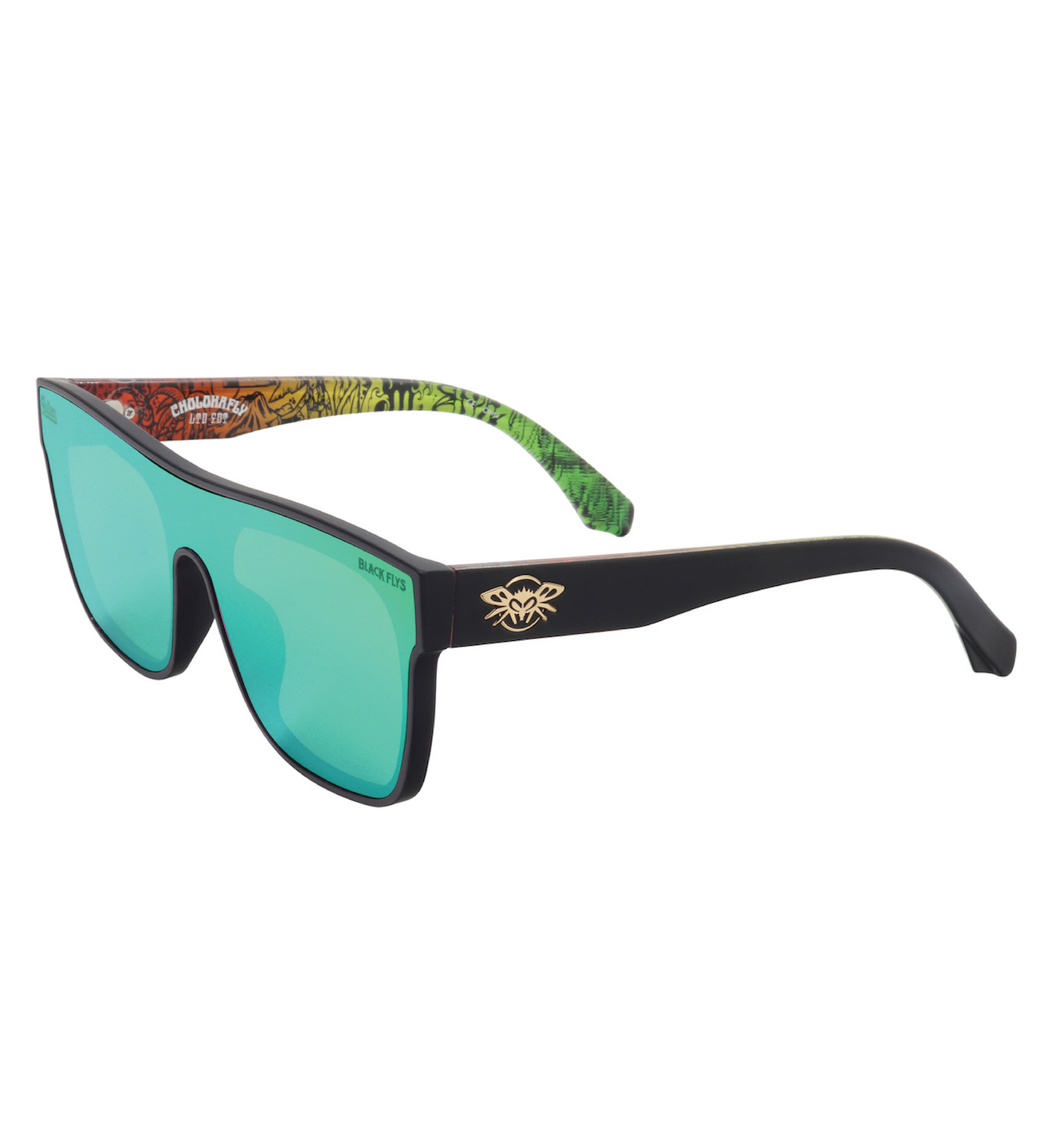 Cholohaflys Sunglasses - Matte Black/Green -