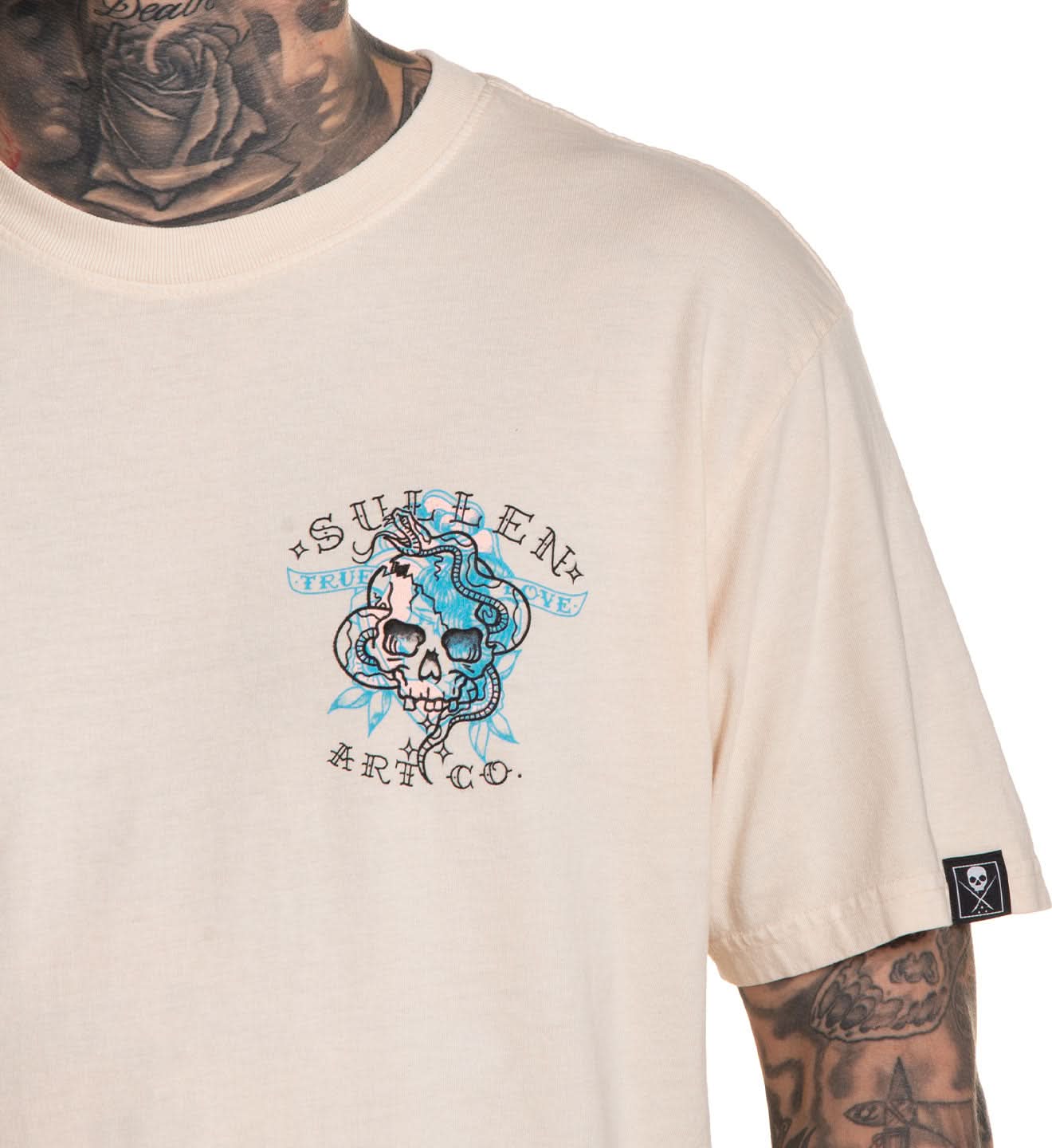 BEIGE T SHIRT WITH LAYERED VALENTINES DAY THEMED ARTWORK