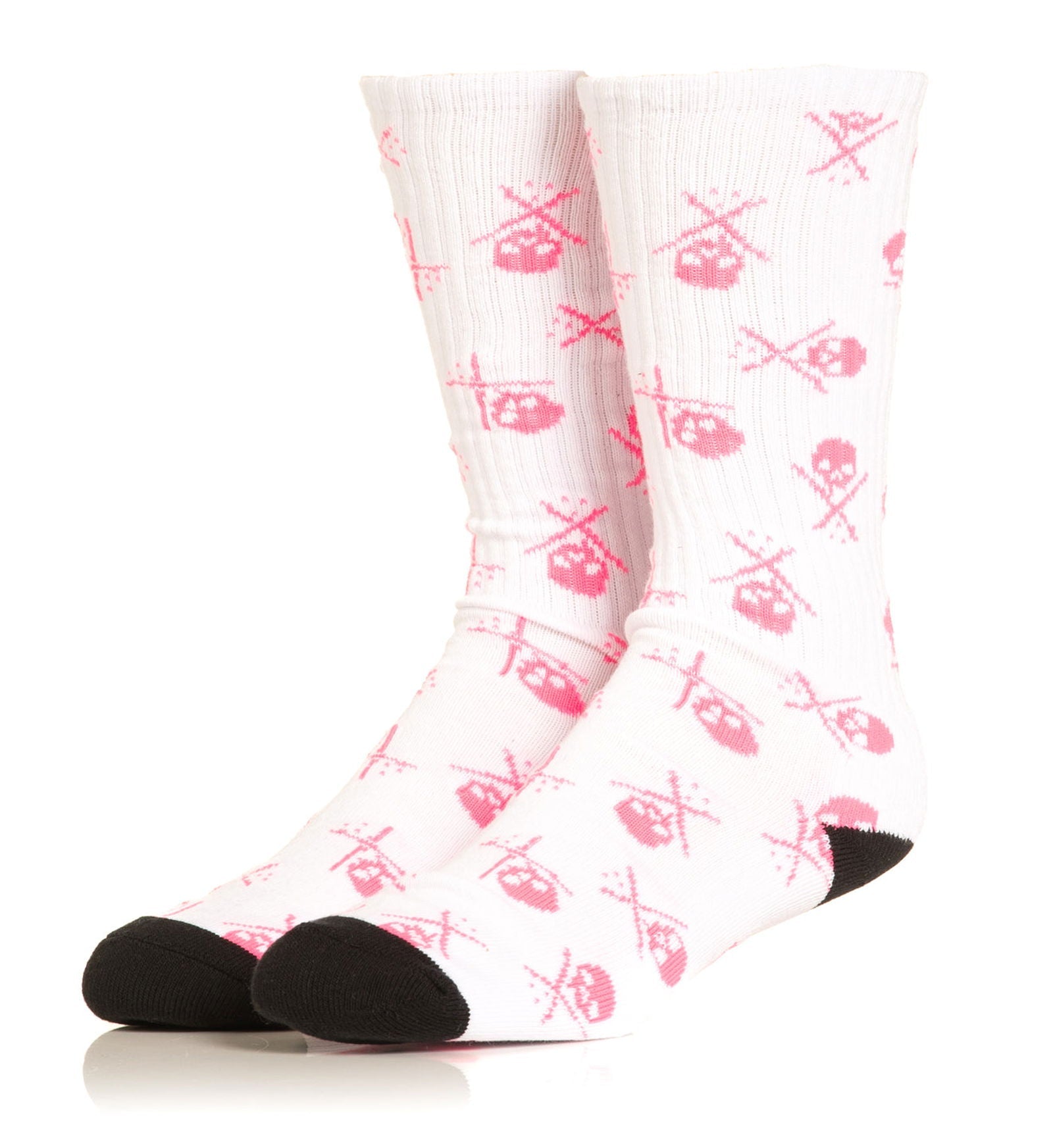 White/Pink Badged Socks 10" -