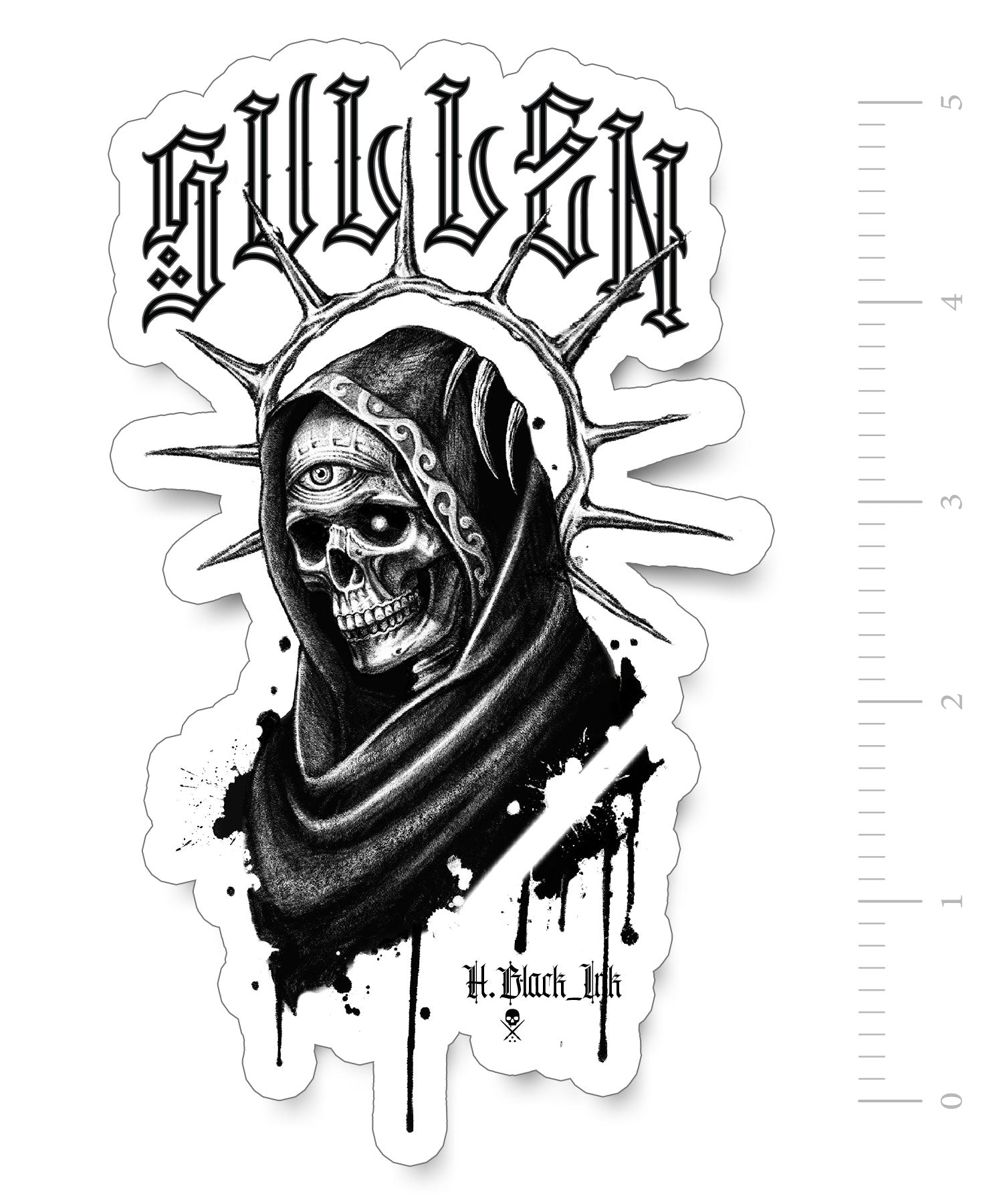 H Black Ink Sticker