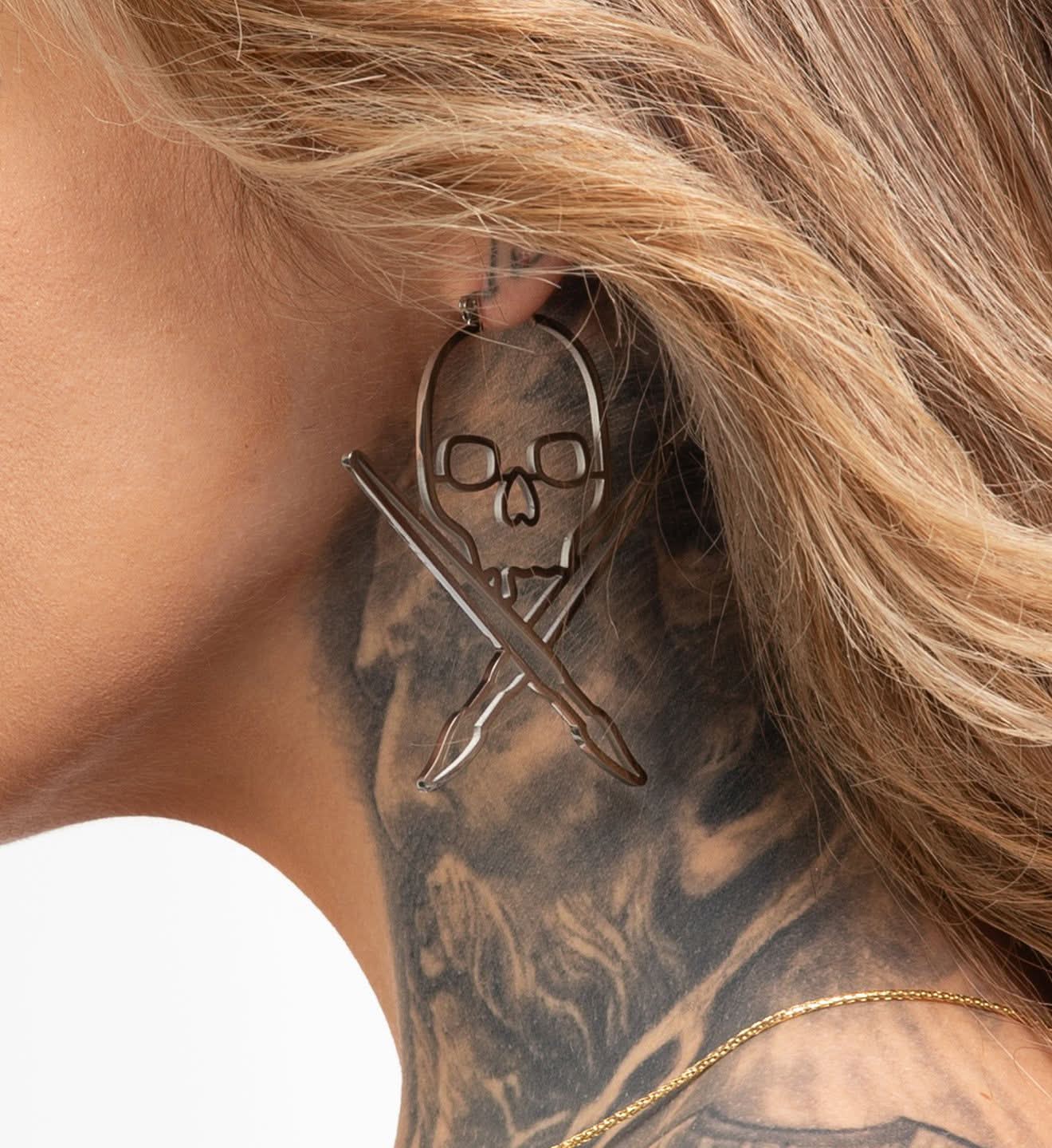 Solid Badge Earrings - Silver -