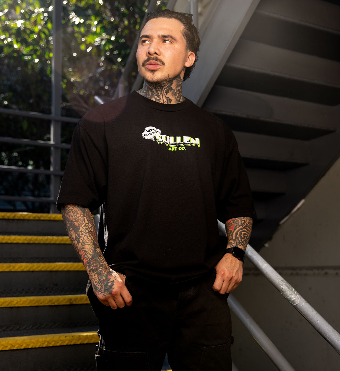 model wearing sullen t shirt