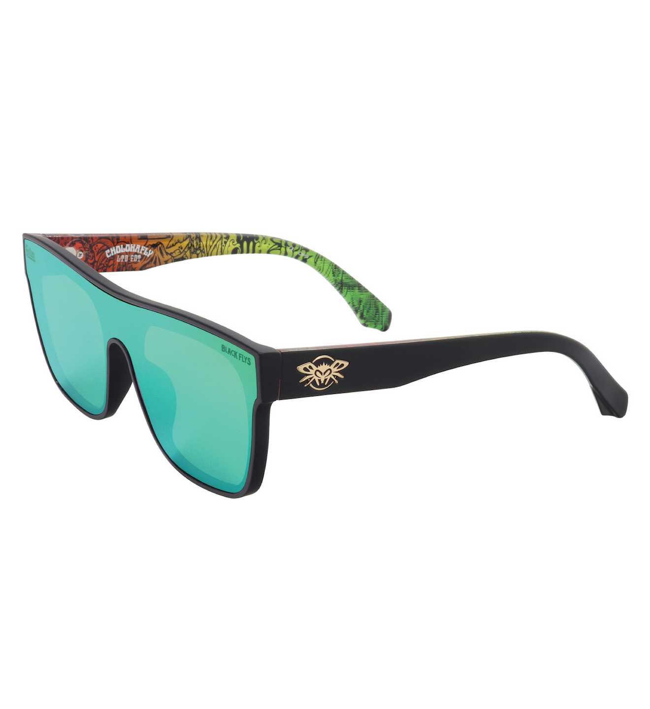 Cholohaflys Sunglasses - Shiny Black/Green