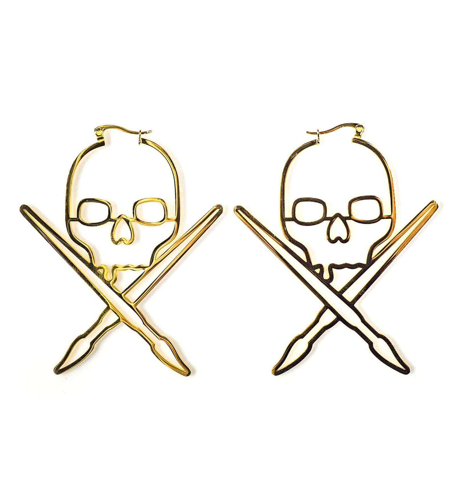 Solid Badge Earrings - Gold - 