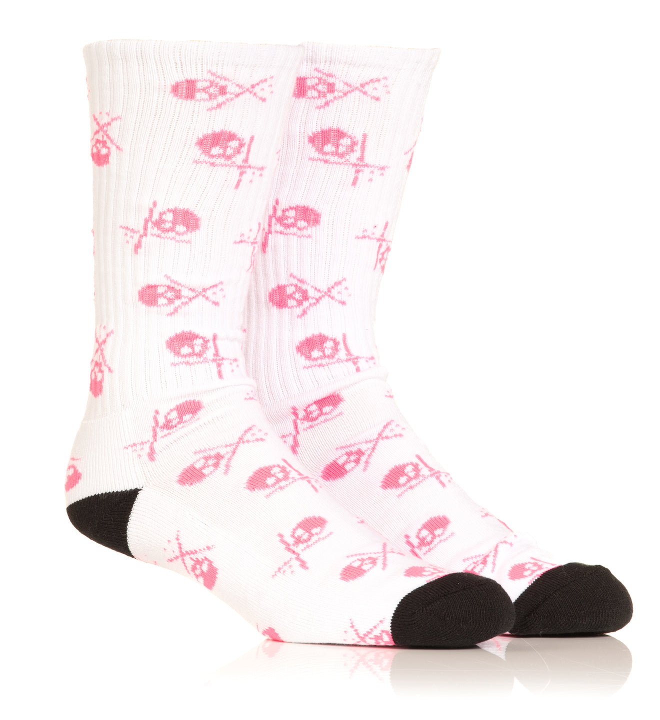 White/Pink Badged Socks 10"